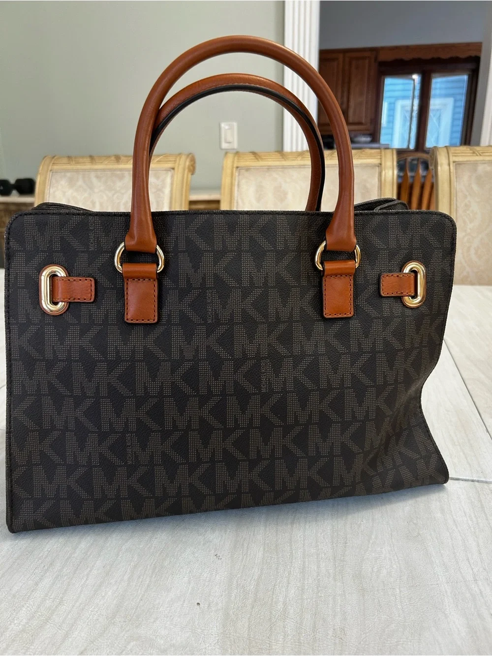 Michael Kors Hamilton large signature logo tote satchel brown NWOT